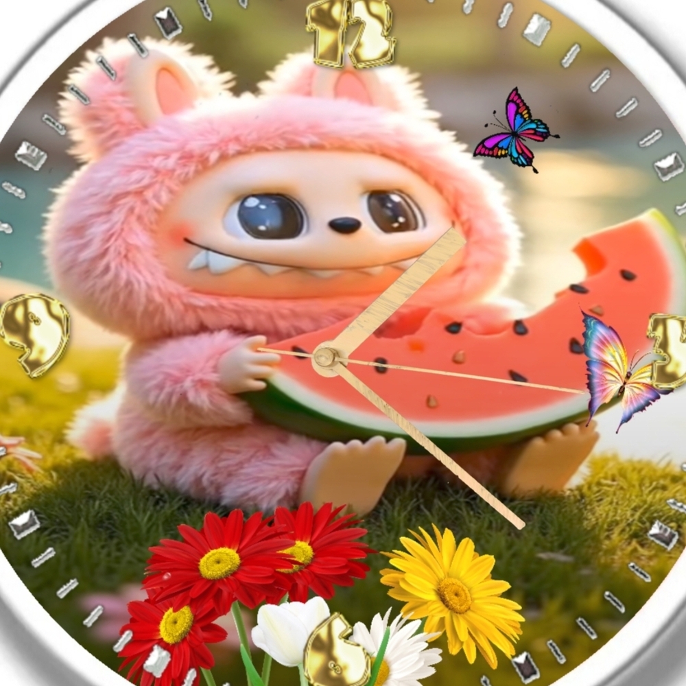 Adorable Pink Bunny Clock for Small Pets